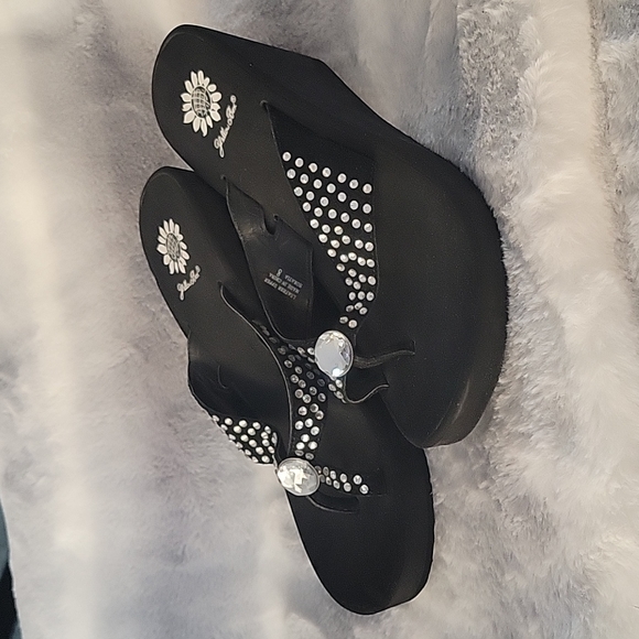 Yellow Box Shoes Yellow Box Black Suede Wedge Sandals With Ultra